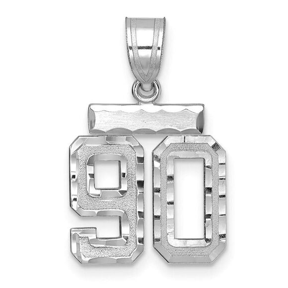 14k White Gold Varsity Collection Small D/C Pendant Number 90